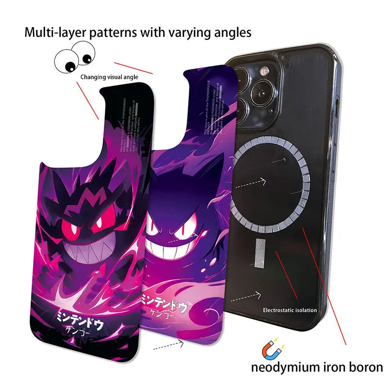 Gengar 3D Changing Visual Wireless Charging Magnetic Case